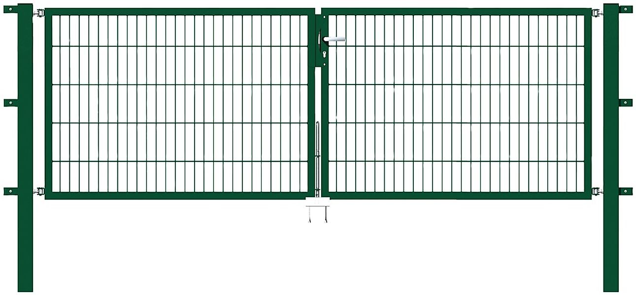 Metallzaun Doppeltor für Doppelstabmatte Grün z. Einbetonieren 100 cm x 400 günstig online kaufen