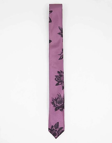 Bolongaro Trevor – Schmale Krawatte in Dunkelrosa geblümt-Violett günstig online kaufen