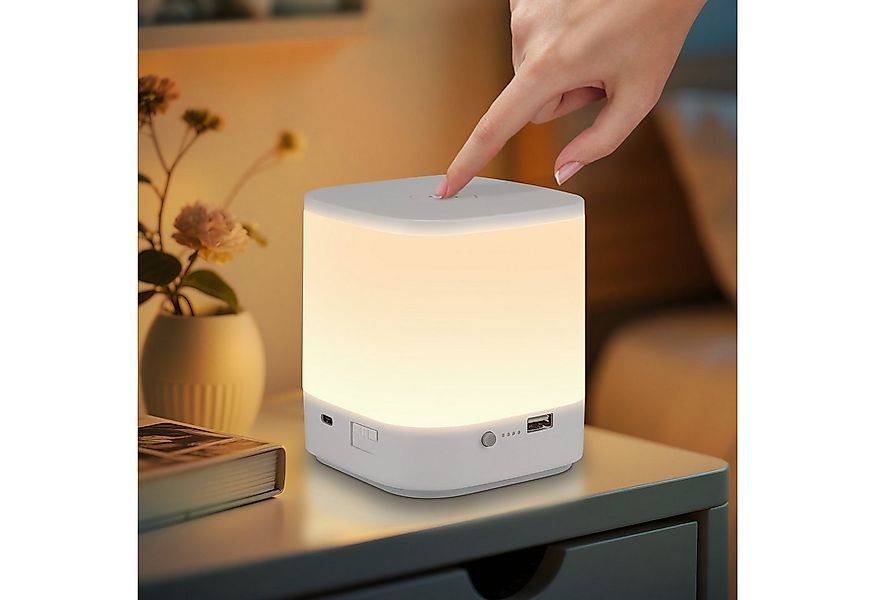 Nettlife LED Nachttischlampe Touch Dimmbar Akku 3600mAH USB Aufladbar Weiß günstig online kaufen