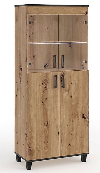 Feldmann-Wohnen Vitrine Pola (1-St) 80x40x193cm Artisan Eiche 4-türig günstig online kaufen