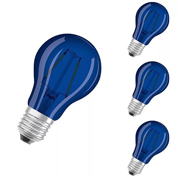 Osram LED Lampe ersetzt 4W E27 Birne - A60 in Blau 2,5W 45lm 9000K 4er Pack günstig online kaufen