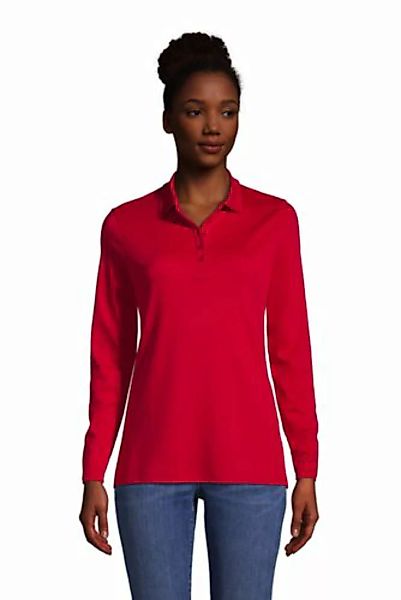Supima-Poloshirt mit langen Ärmeln, Damen, Größe: S Normal, Rot, Baumwolle, günstig online kaufen