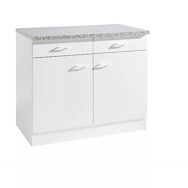 Küchen-Unterschrank 2-türig SALERNO-03 Weiß Breite 100 cm günstig online kaufen