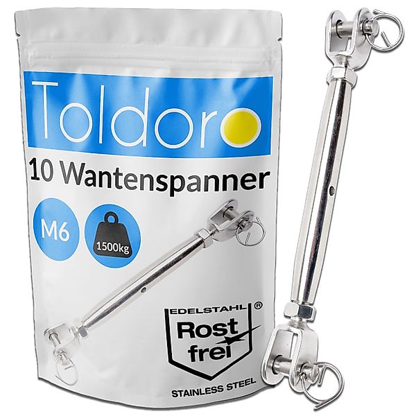 Toldoro 10 Stück M6 Wantenspanner Edelstahl Rostfrei V4A  Sonnensegel Spann günstig online kaufen