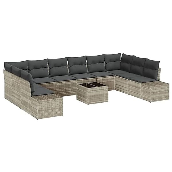 vidaXL Gartensofa-set mit Kissen 10-Tlg Hellgrau Poly-Rattan 3355921 günstig online kaufen