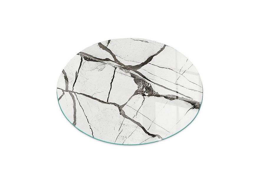 Tulup Bodenschutzplatte Weiß Marmoradermuster, Gehärtetem Glas Kaminbodenpl günstig online kaufen