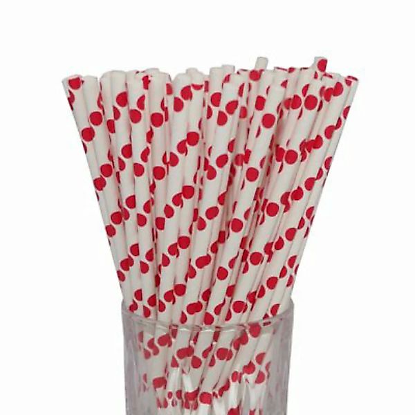 LUXENTU Papier-Trinkhalm rot/weiß gepunktet 100 Stück Trinkhalme günstig online kaufen