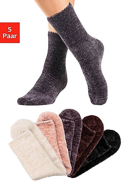Lavana Kuschelsocken (Packung, 5-Paar) Bettsocken aus weichem, leicht glänz günstig online kaufen