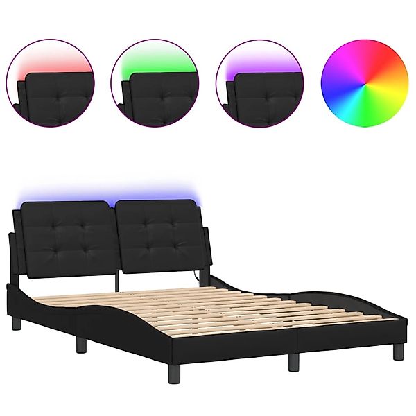 vidaXL Bettgestell mit LED ohne Matratze Zadar Schwarz 140x190 cm Kunstlede günstig online kaufen