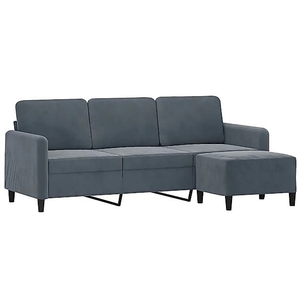 vidaXL 3-Sitzer-Sofa mit Hocker Dunkelgrau 180 cm Samt 3201175 günstig online kaufen