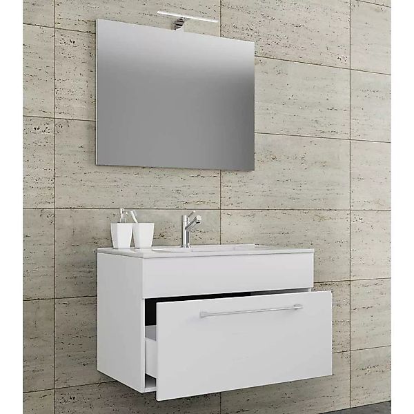 Waschplatz mit Spiegel in Weiß die Wandmontage (zweiteilig) günstig online kaufen