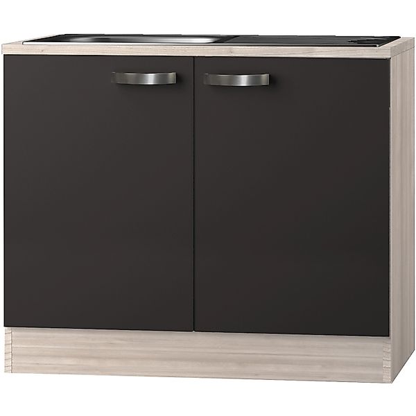 Optifit Küchen-Spülenunterschrank Faro220 100 x 84,8 x 60 cm Anthrazit-Brau günstig online kaufen