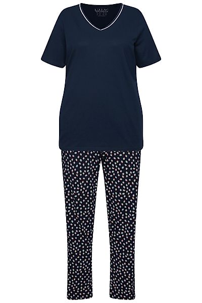 Ulla Popken Pyjama Pyjama Punkte V-Ausschnitt günstig online kaufen