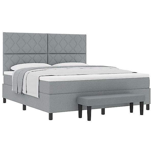 vidaXL Bett Hellgraues Boxspringbett mit Matratze & Bank 180x200 cm Stoff ( günstig online kaufen
