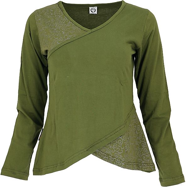 Guru-Shop Longsleeve Langarmshirt Boho-chic - grün günstig online kaufen