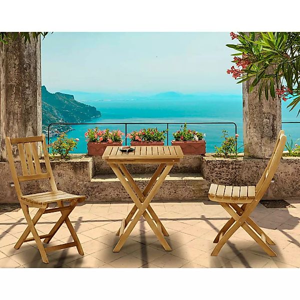 Terrassensitzgruppe aus Akazie Massivholz klappbar (dreiteilig) günstig online kaufen