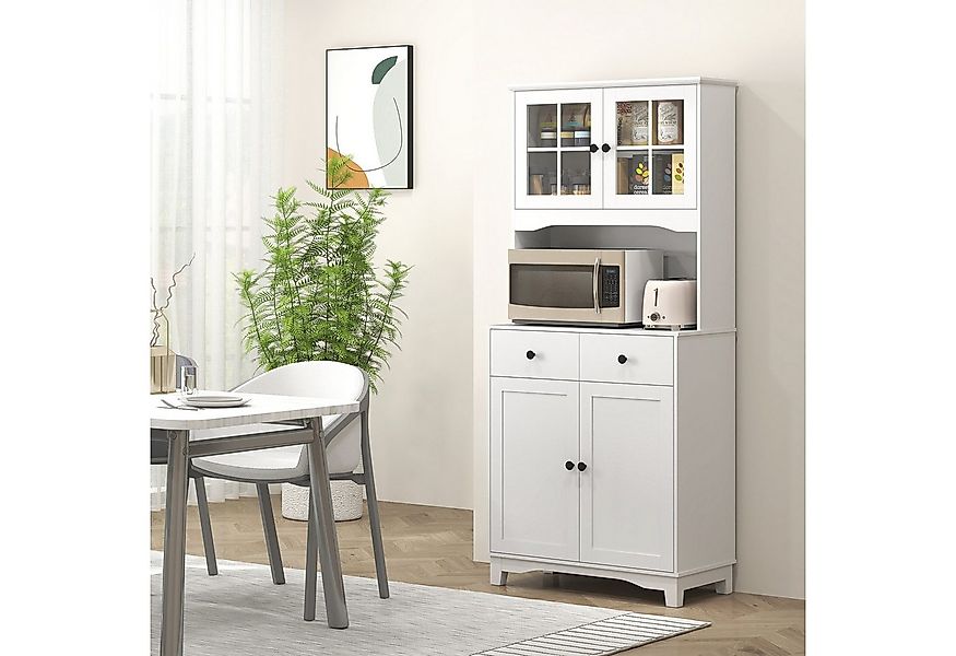HOMCOM Küchenbuffet Küchenschrank mit Mikrowellenregal, 2 Schränken, 2 Schu günstig online kaufen