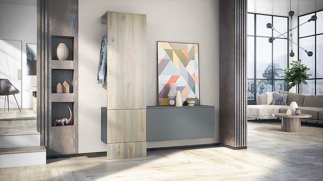 Vladon Garderoben-Set Carlton Set 4, (Wandgarderobe bestehend aus, 1 Paneel günstig online kaufen