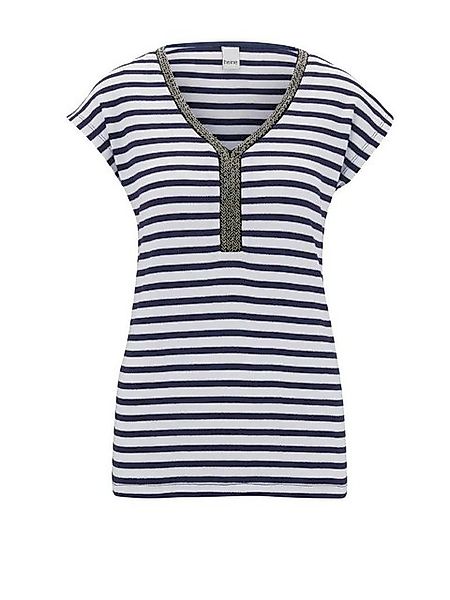 heine Print-Shirt HEINE Damen Jerseyshirt m. Perlen, weiß-nachtblau günstig online kaufen