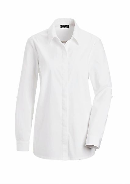 GOLDNER Hemdbluse "Kurzgröße Weiße Damenbluse im längeren Schnitt" Seitensc günstig online kaufen