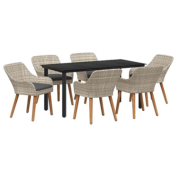 vidaXL Essgruppe 7-Tlg Hellgrau Poly Rattan 3261716 günstig online kaufen