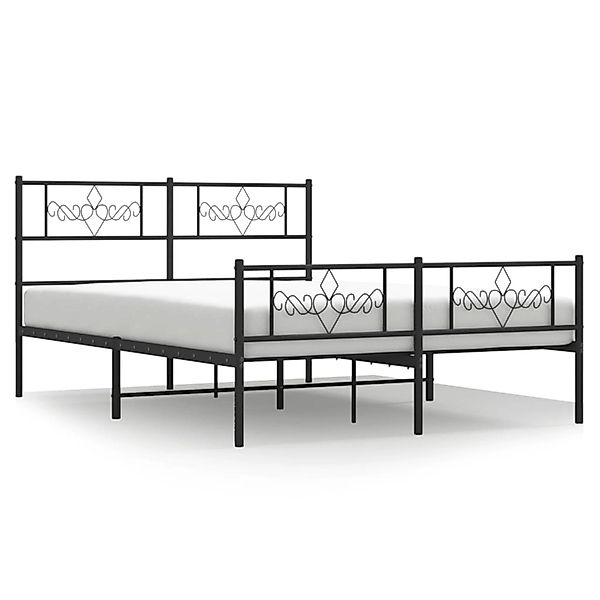 vidaXL Bettgestell, Bettrahmen mit Kopf- und Fußteil Metall Schwarz 140x190 günstig online kaufen