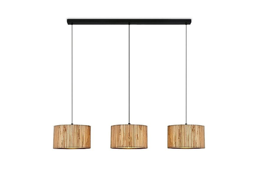 Briloner Leuchten LED Pendelleuchte Hängelampe Natur Stroh Bast 1-&3-flammi günstig online kaufen
