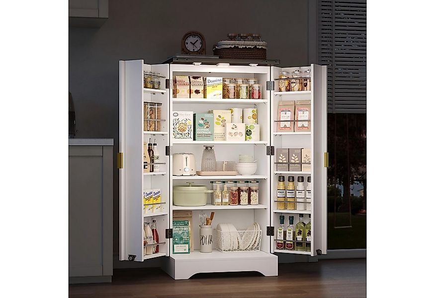 OKWISH Sideboard Modernes Küchenschrank (mit LED-Sensorlicht & Gewürzregal- günstig online kaufen