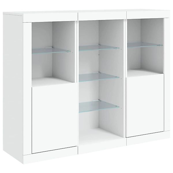 vidaXL Sideboards mit LED-Leuchten 3 Stk Weiß Holzwerkstoff 3209121 günstig online kaufen