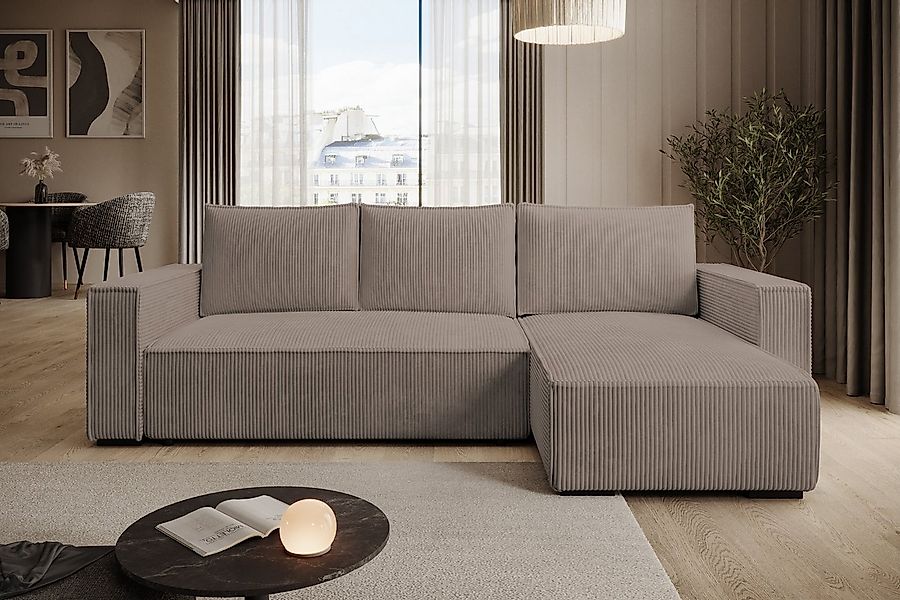 storez24 Ecksofa Letto, mit Bettkasten und Schlaffunktion, Cordstoff, L-For günstig online kaufen