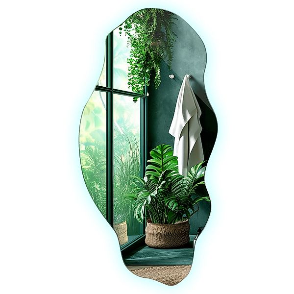 Tulup LED Spiegel Unregelmäßiger Spiegel Mit LED 40x80 cm Ausgefallene Spie günstig online kaufen
