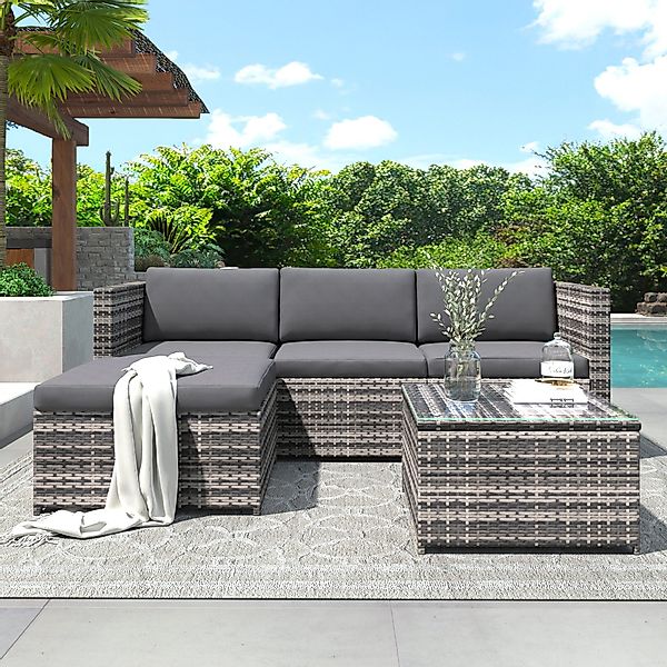 Merax Gartenlounge-Set 5-teilig Gartenmöbel Set aus günstig online kaufen