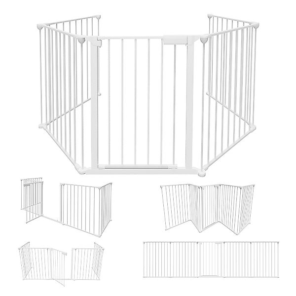 Clanmacy Kamingitter Kaminschutzgitter mit Tür 310cm,5teilig,Weiß, günstig online kaufen