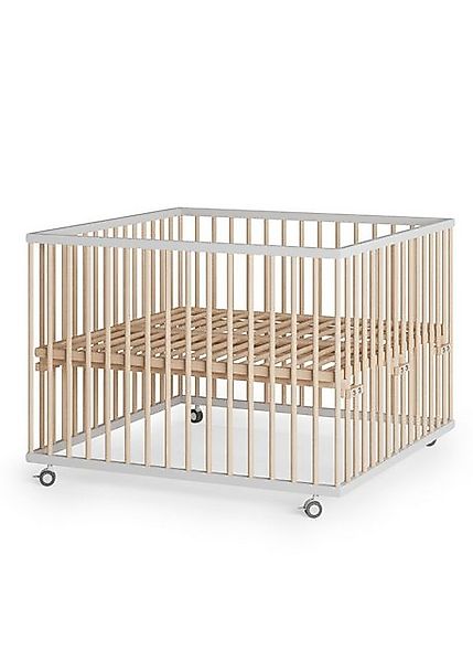 Sämann Babybett Laufgitter 100x100 cm mit Lattenrost weiß/natur Premium Kol günstig online kaufen