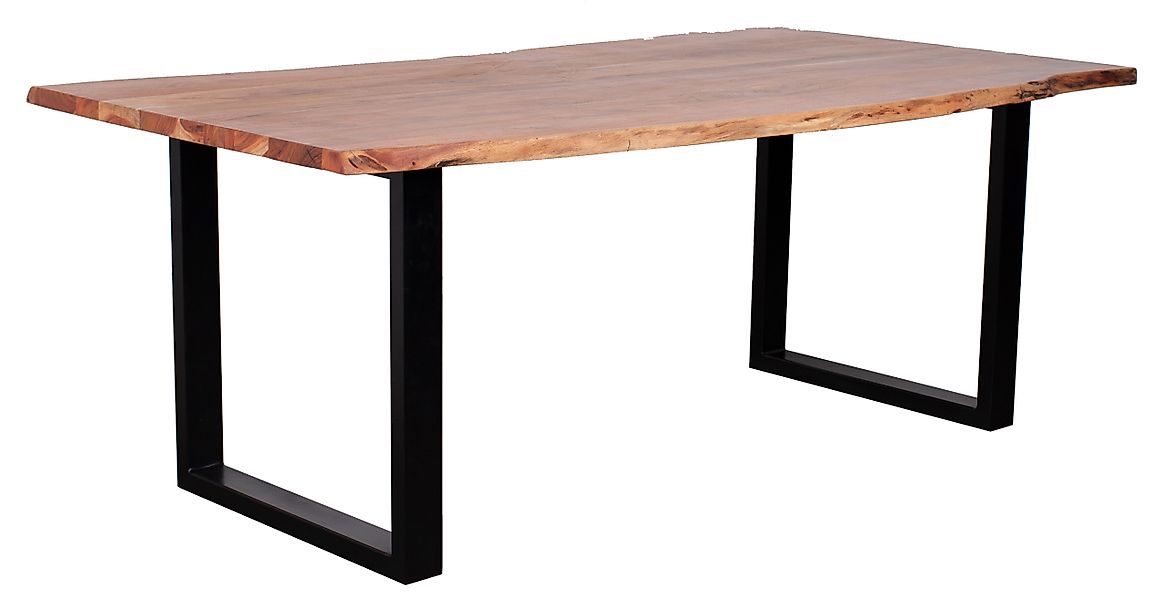 Baumkantentisch Catania Akazie U-Form Gestell 160 x 90 cm günstig online kaufen