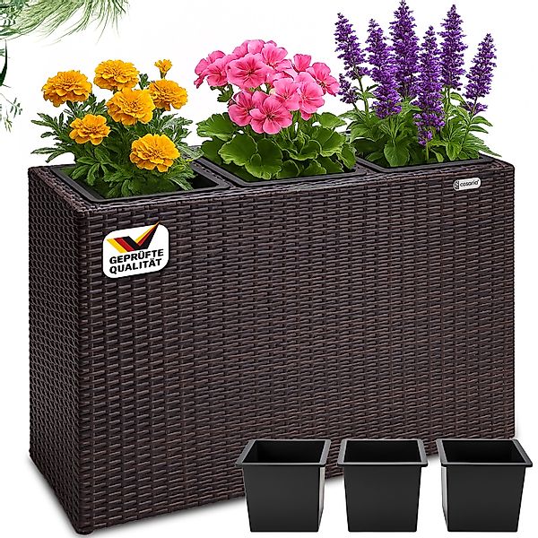 Casaria Pflanzkübel, 3 Innentöpfe Herausnehmbar Polyrattan günstig online kaufen
