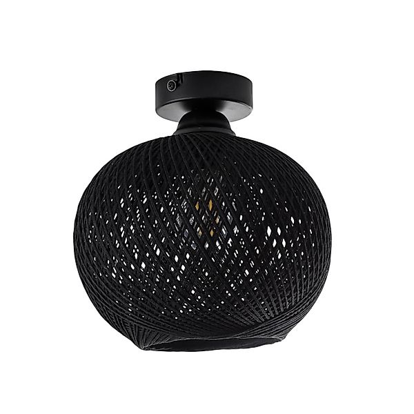 Deckenleuchte Yumak, schwarz, Ø 26 cm, Seil, 1-flammig günstig online kaufen
