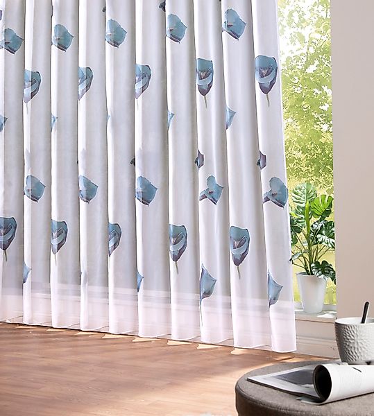Weckbrodt Gardine »Calla« Smokband 1 Stk. tlg. Voile, bedruckt, floral, geb günstig online kaufen