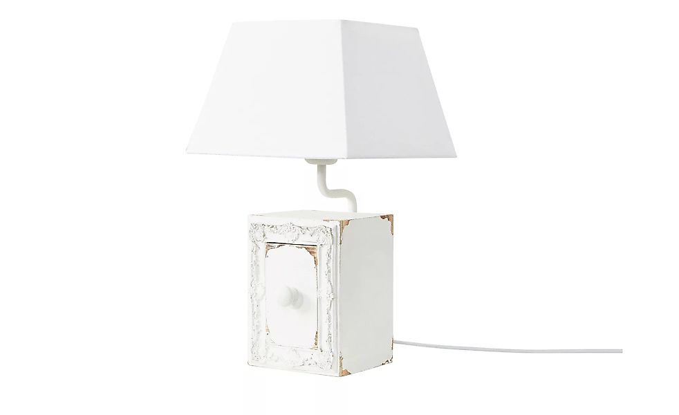 Tischleuchte, 1-flammig, weiß mit Schublade - weiß - 44 cm - Lampen & Leuch günstig online kaufen