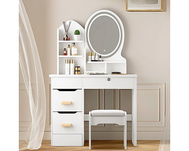 Simloveve Schminktisch mit LED-Beleuchtung Einstellbarer Helligkeit,mit Hoc günstig online kaufen