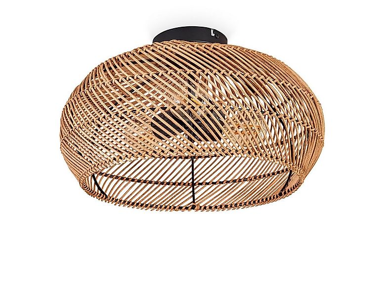 hofstein Deckenleuchte moderne Deckenlampe aus Metall/Bambus/Holz in Schwar günstig online kaufen