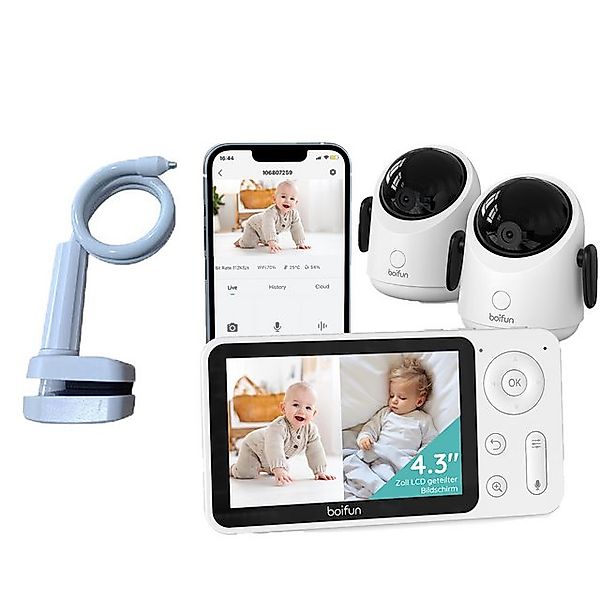 Boifun Video-Babyphone WLAN Babyphone mit Kamera 4,3” 2MP Kamera App-Steuer günstig online kaufen