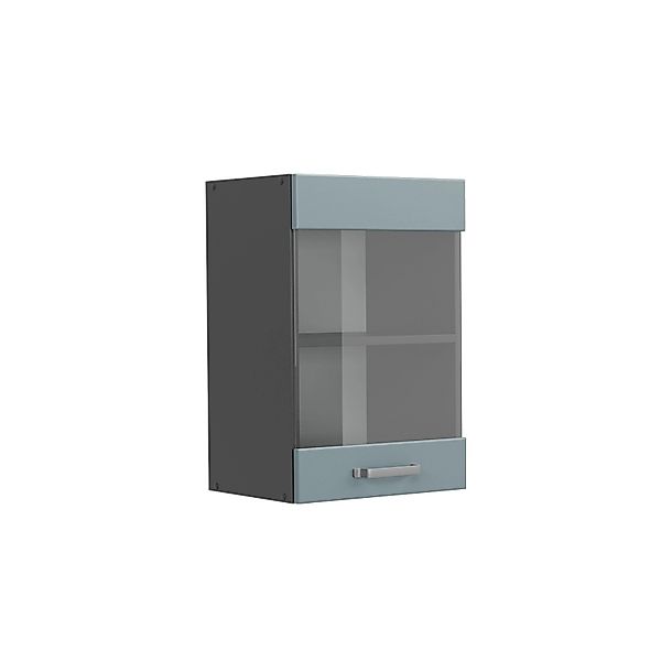 Vicco Küchenglasschrank R-Line Glashängeschrank Blau-Grau/Anthrazit 40 cm günstig online kaufen