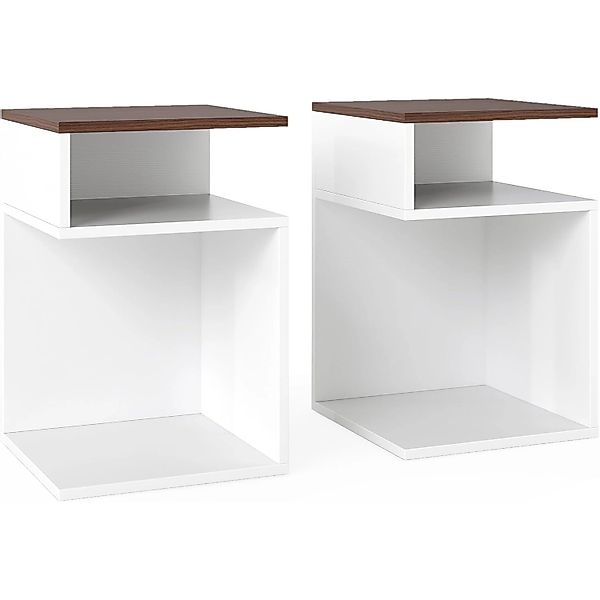 Costway Beistelltisch Holz 2er Set 3 Ebenen Sofatisch Nachttisch günstig online kaufen