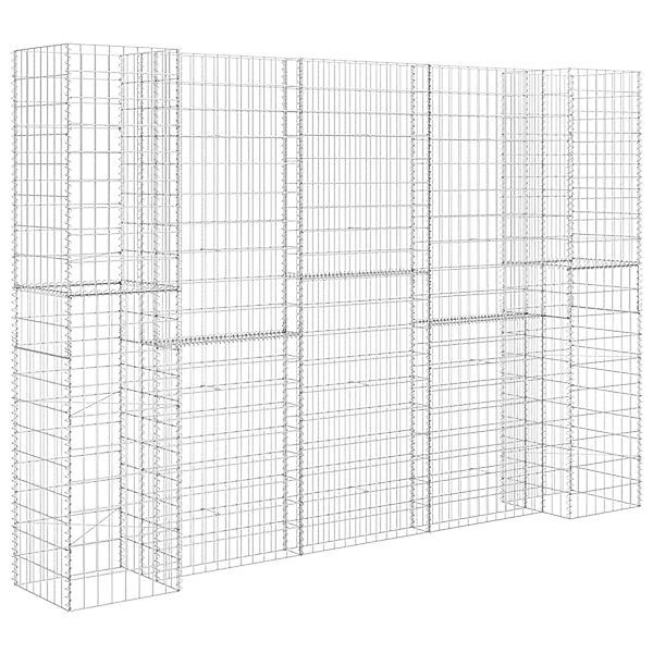 vidaXL H-förmiger Gabionen-Pflanzkürb Stahldraht 260x40x180 cm 596740 günstig online kaufen