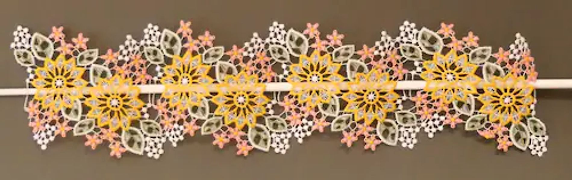 Stickereien Plauen Scheibengardine "Blüten" Stangendurchzug 1 Stk. tlg. günstig online kaufen