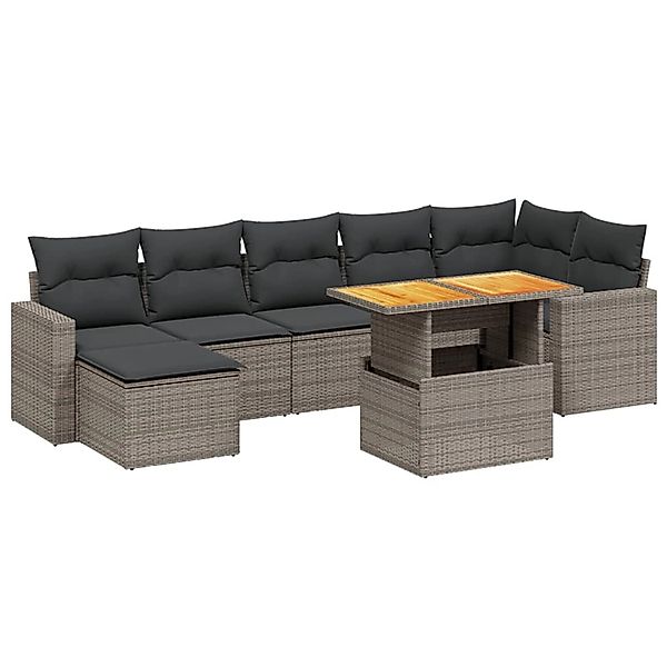 vidaXL 8-Tlg Garten-Sofagarnitur mit Kissen Grau Poly Rattan 3264735 günstig online kaufen