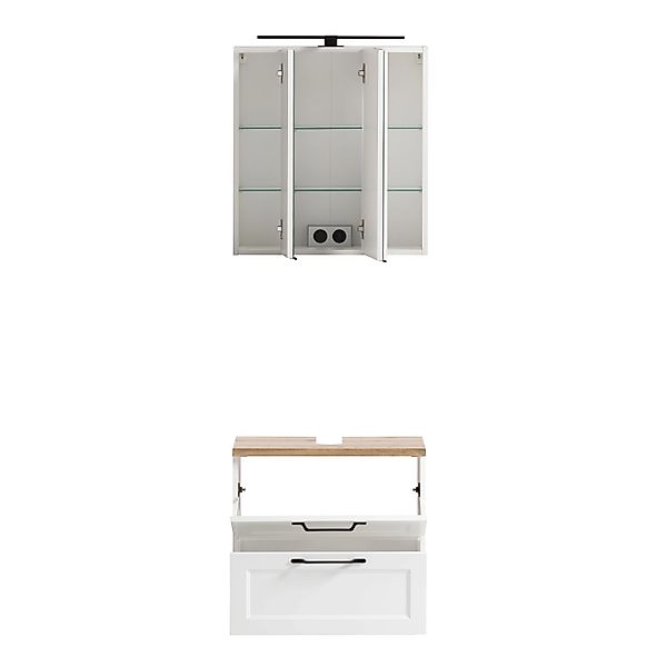 Held Möbel 2-tlg. Unterbeckenschrank-Set Padua 60 cm matt Weiß-Weiß günstig online kaufen