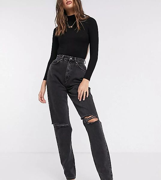ASOS DESIGN Tall – Slouchy – Mom-Jeans mit hohem Bund und Zierrissen in ver günstig online kaufen