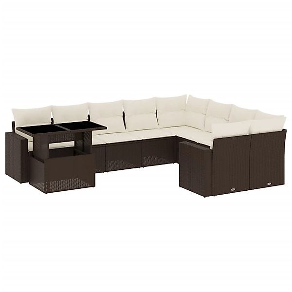 vidaXL 10-Tlg Garten-Sofagarnitur mit Kissen Braun Poly Rattan 3267513 günstig online kaufen
